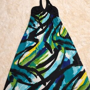 Byer California Black and Blue Patterned Maxi Dress